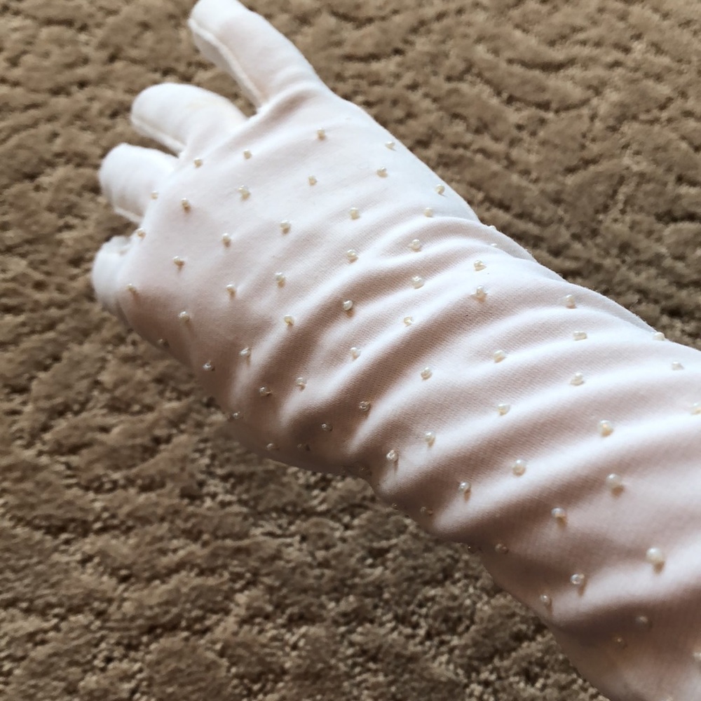 Vintage evening gloves long beaded